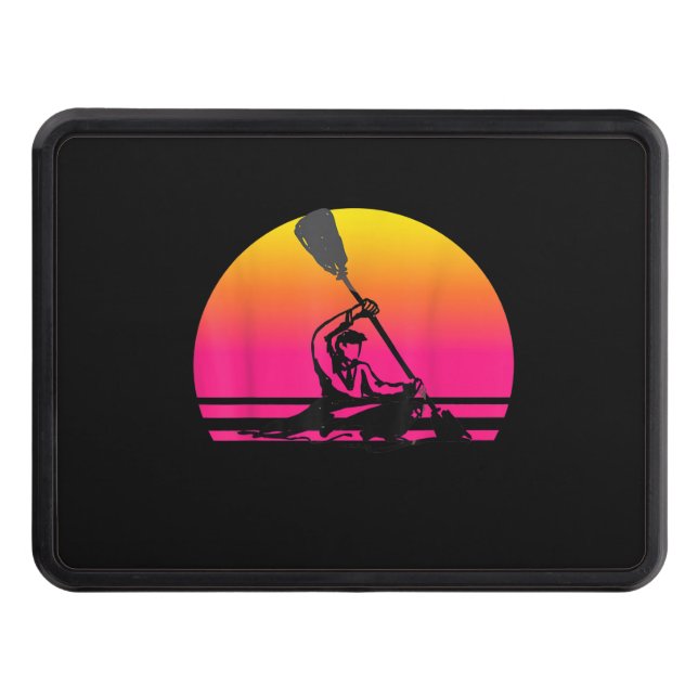 Kayak Fishing in The River Kayaking Fisherman Trailer Hitch Cover (Front)