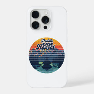Kayak Fishing Paddle Retro Sunset iPhone 15 Pro Case
