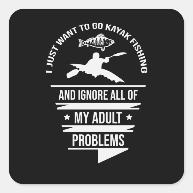 Kayak Fishing Square Sticker (Front)