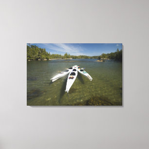 Kayak Fleet at Rest During Late Afternoon at Canvas Print