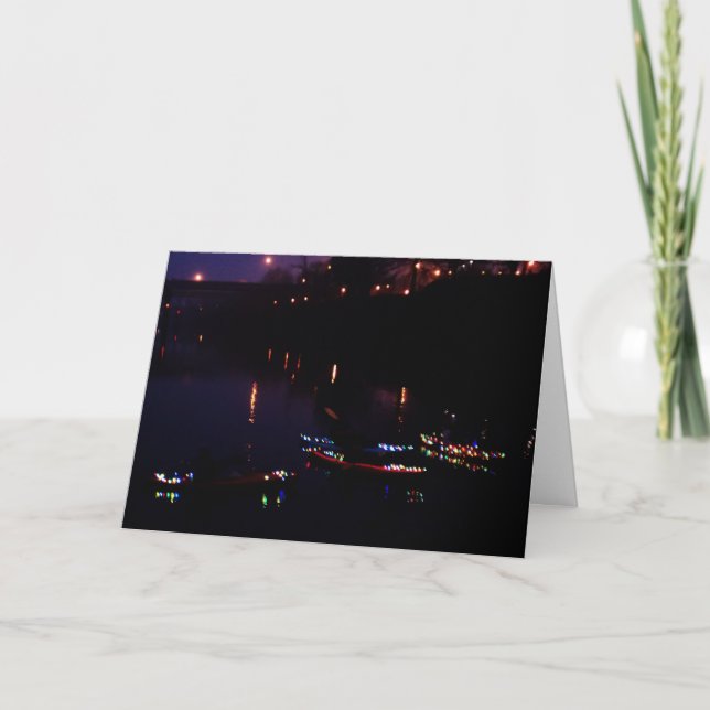 Kayak Flotilla of Lights Parade Salem Oregon Holiday Card (Front)