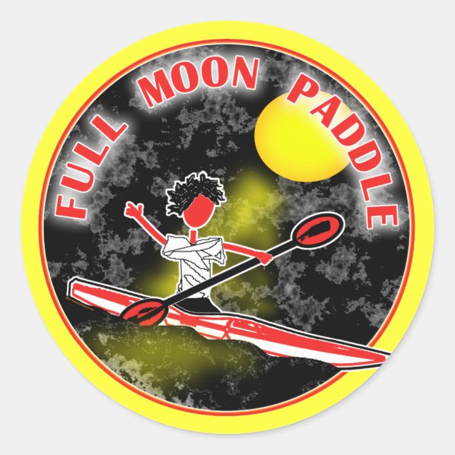Kayak Full Moon Paddle Classic Round Sticker (Front)