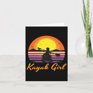 Kayak Girl Funny Kayaking Sunset Kayaker Boating B Card