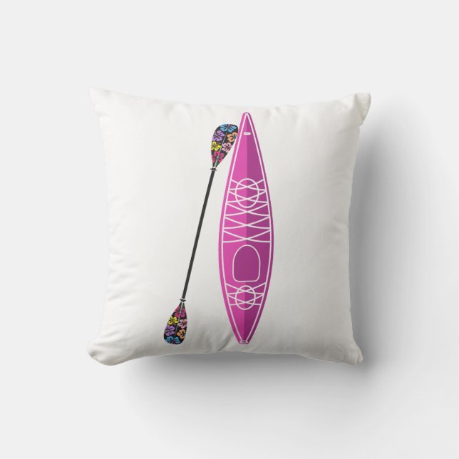 Kayak Girl Throw Pillow (Front)
