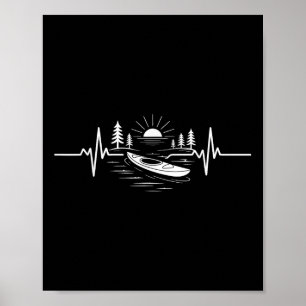 Kayak Heartbeat Canoeing Adventure Camping Nature Poster