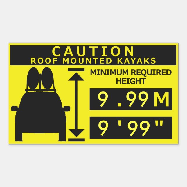 Kayak Height Warning Sticker (Front)
