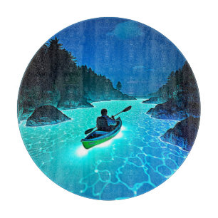 Kayak in Glowing Water Design Cutting Board