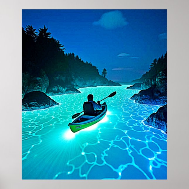 Kayak in Glowing Water Design Poster (Front)
