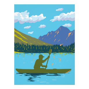 Kayak in Lake Josephine in Glacier National Park Photo Print