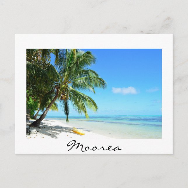 Kayak jaune sur la plage de Moorea carte postale t (Devant)