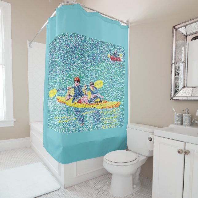 Kayak Kayak en Pointillisme - Rideaux de douche (En situation)