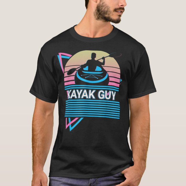 Kayak Kayaking Retro Kayak Guy T-Shirt (Front)