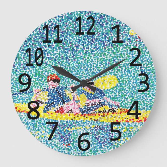 Kayak Kayaking Scene in Pointillism Wall Clocks (Front)