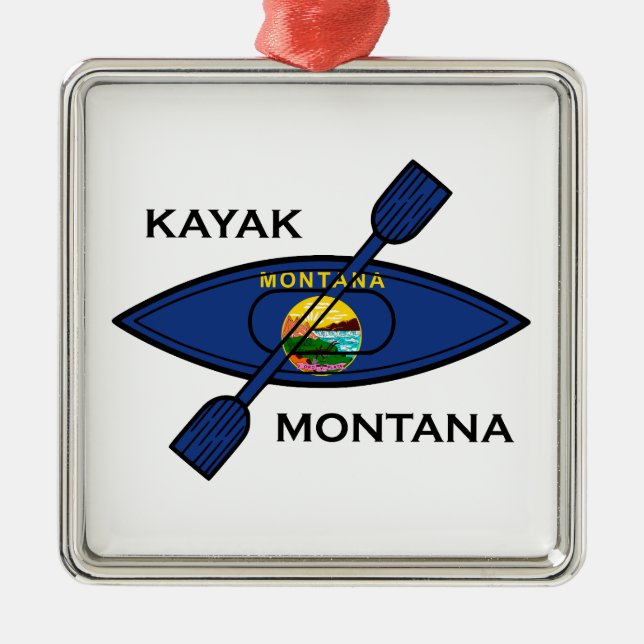 Kayak Montana Flag Metal Ornament (Front)