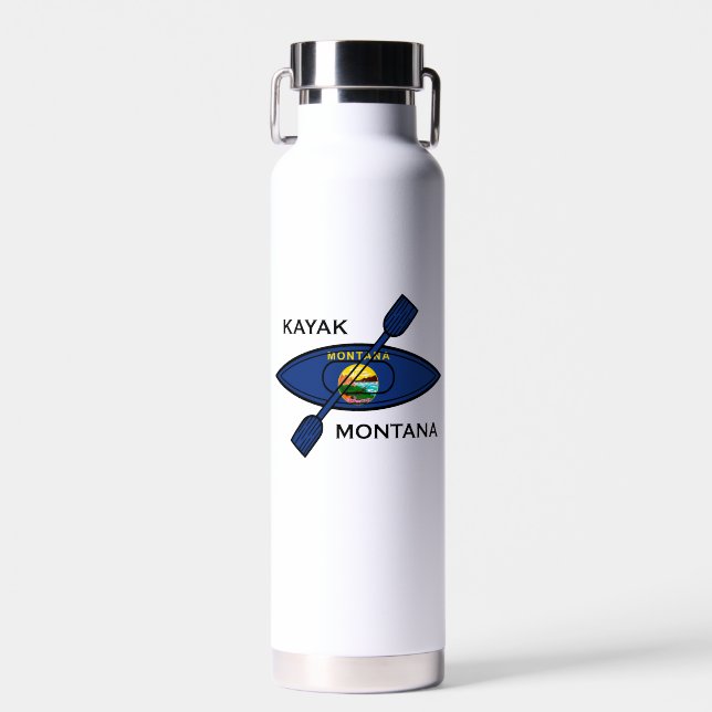 Kayak Montana Flag Water Bottle (Front)