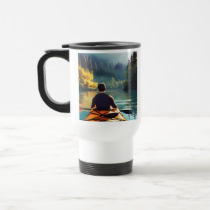 Kayak more, Worry less Kayaking Quote and Art Travel Mug