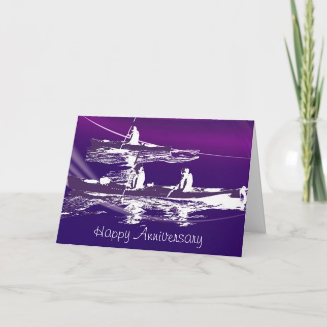 Kayak Multi-purpose Greeting Card in Purple Tones (Front)