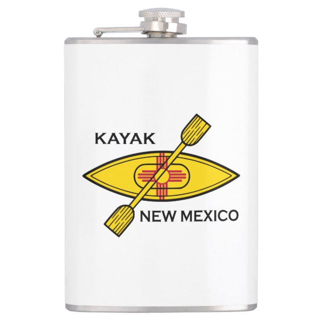 Kayak New Mexico Flag Hip Flask (Front)