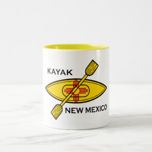 Kayak New Mexico Flag Two-Tone Coffee Mug