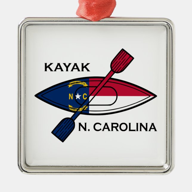 Kayak North Carolina Flag Metal Ornament (Front)