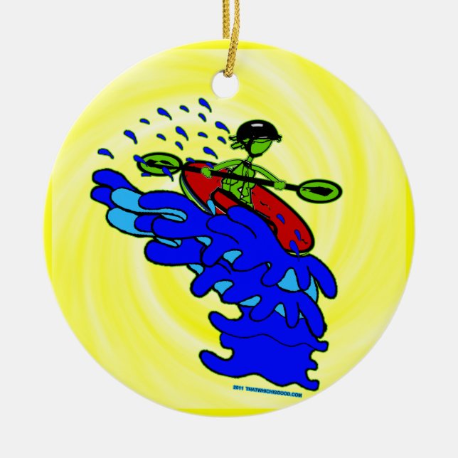 Kayak Over Waterfall Shirts & Things Ceramic Ornament (Front)