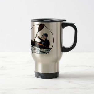 Kayak Paddler Canoe Scratchboard Travel Mug