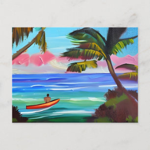 Kayak, Palm Trees and Ocean   Just Saying Hi Postcard