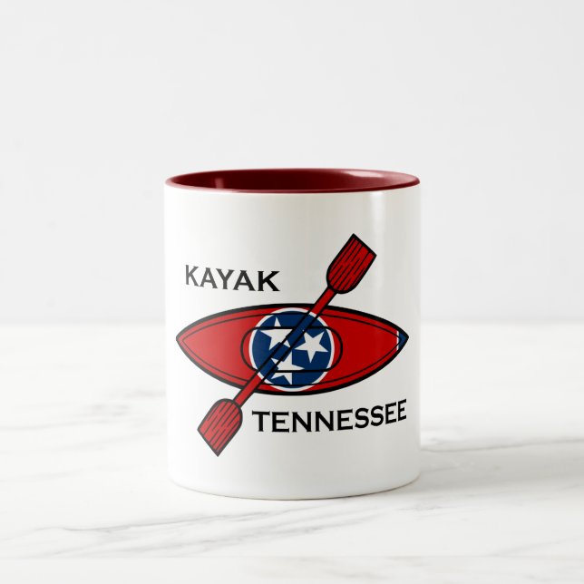 Kayak Tennessee Flag Two-Tone Coffee Mug (Center)