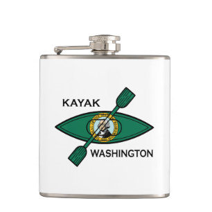 Kayak Washington State Flag Hip Flask