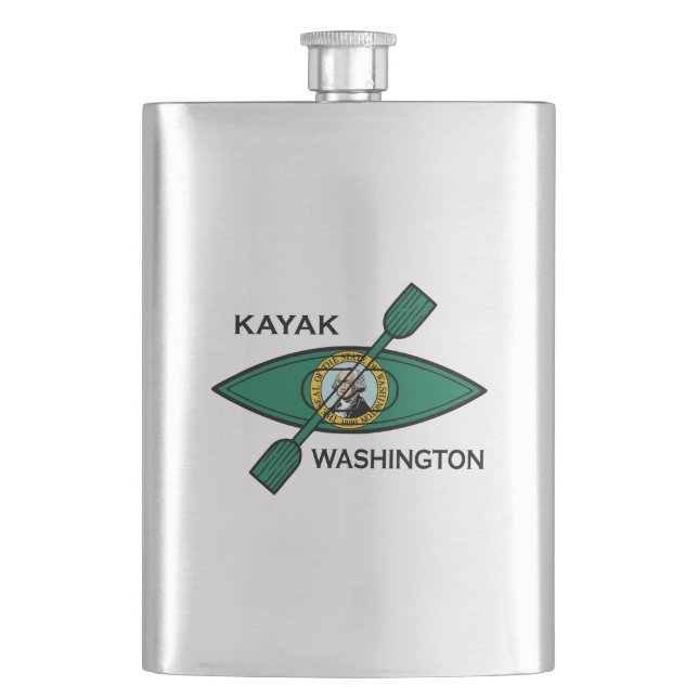 Kayak Washington State Flag Hip Flask (Front)