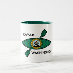 Kayak Washington State Flag Two-Tone Coffee Mug