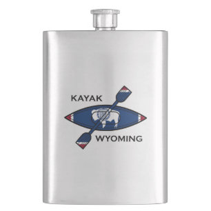 Kayak Wyoming Flag Hip Flask