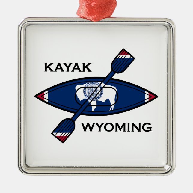 Kayak Wyoming Flag Metal Ornament (Front)