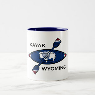 Kayak Wyoming Flag Two-Tone Coffee Mug