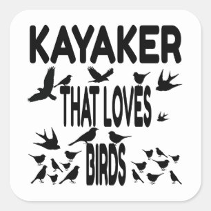 Kayaker Loves Birds Square Sticker