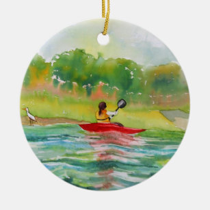 Kayak Fishing Ocean Kayak Hanging Printed Plastic Ornaments for Cars,  Windows, Christmas Trees, Baubles Tables, Shelves, Festival Decorations :  : Home