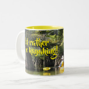 Kayaking Among Cypress Trees Two-Tone Coffee Mug