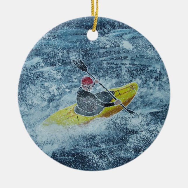 Kayaking Art Ceramic Ornament (Front)