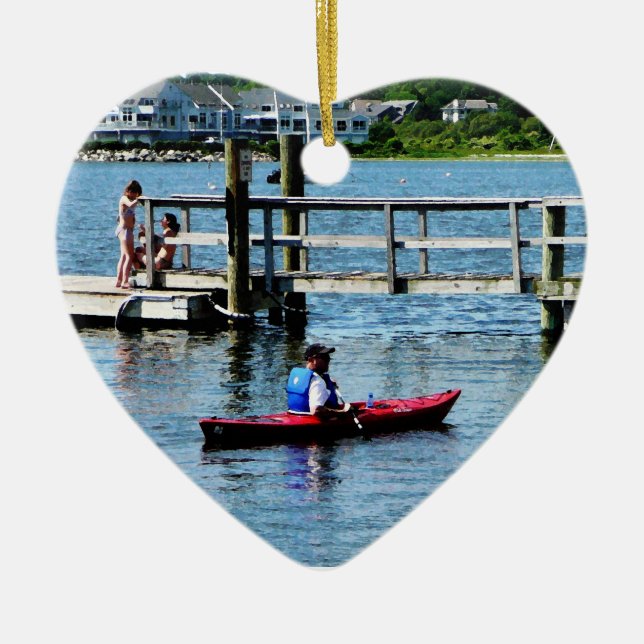 Kayaking Bristol RI Ceramic Ornament (Front)
