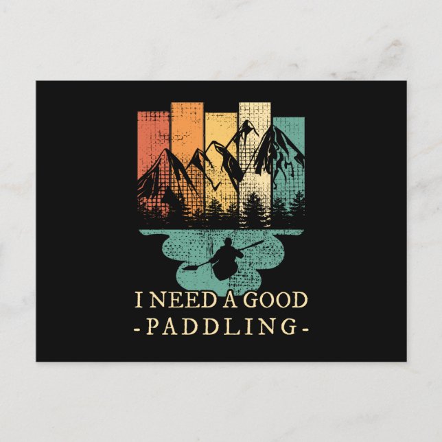 Kayaking Canoeing Retro Postcard (Front)