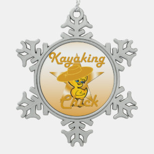 Kayaking Chick #10 Snowflake Pewter Christmas Ornament