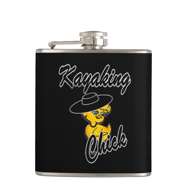 Kayaking Chick #4 Hip Flask (Front)