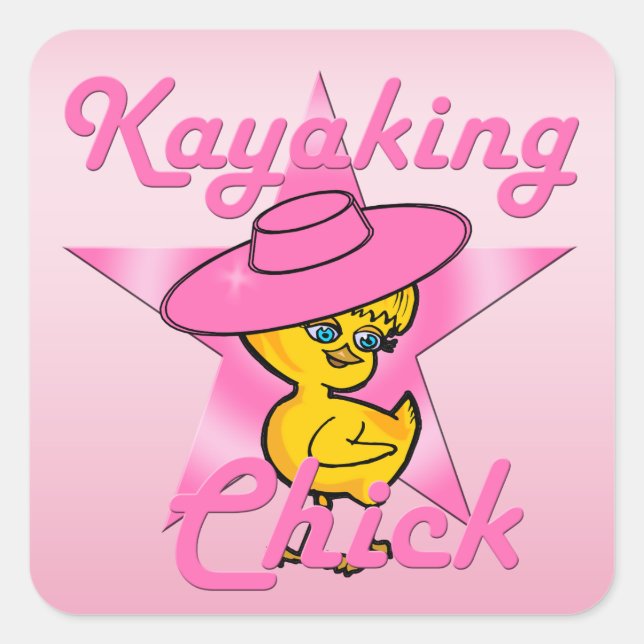 Kayaking Chick #8 Square Sticker (Front)