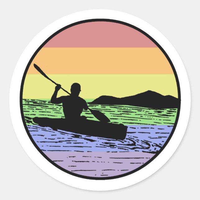 Kayaking Classic Round Sticker (Front)