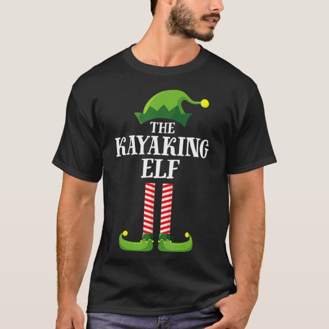 Kayaking Elf Matching Family Group Christmas Party T-Shirt (Front)