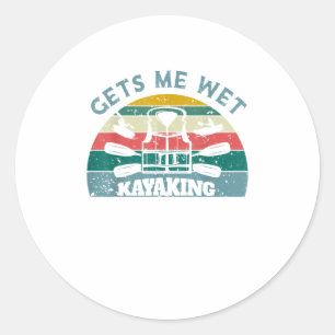 Kayaking gets me wet Retro Vintage Kayak Classic Round Sticker