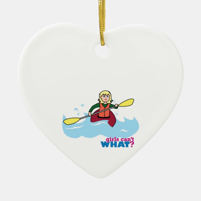 Kayaking Girl - Light/Blonde Ceramic Ornament (Front)