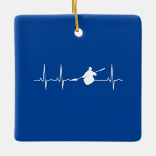Kayaking Heartbeat Ceramic Ornament