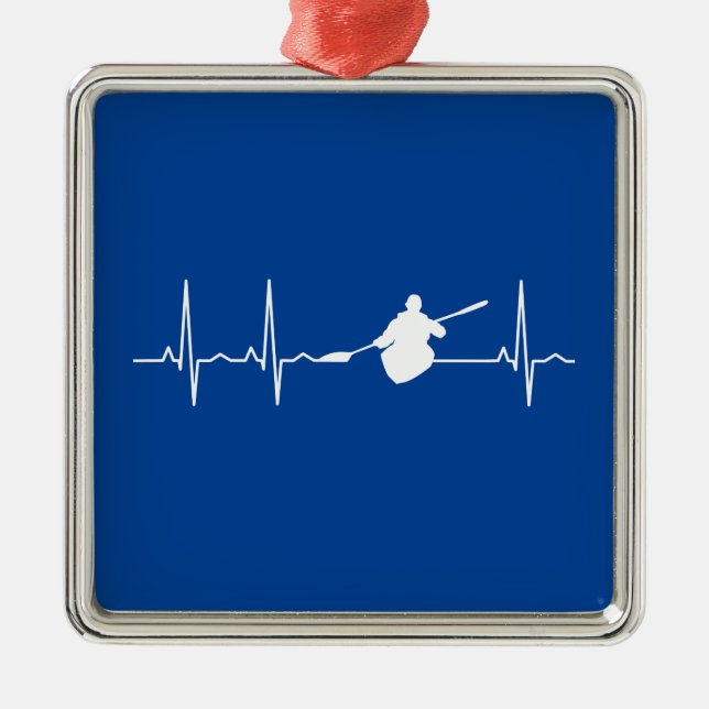 Kayaking Heartbeat Metal Ornament (Front)