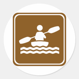 Kayaking Highway Sign Classic Round Sticker